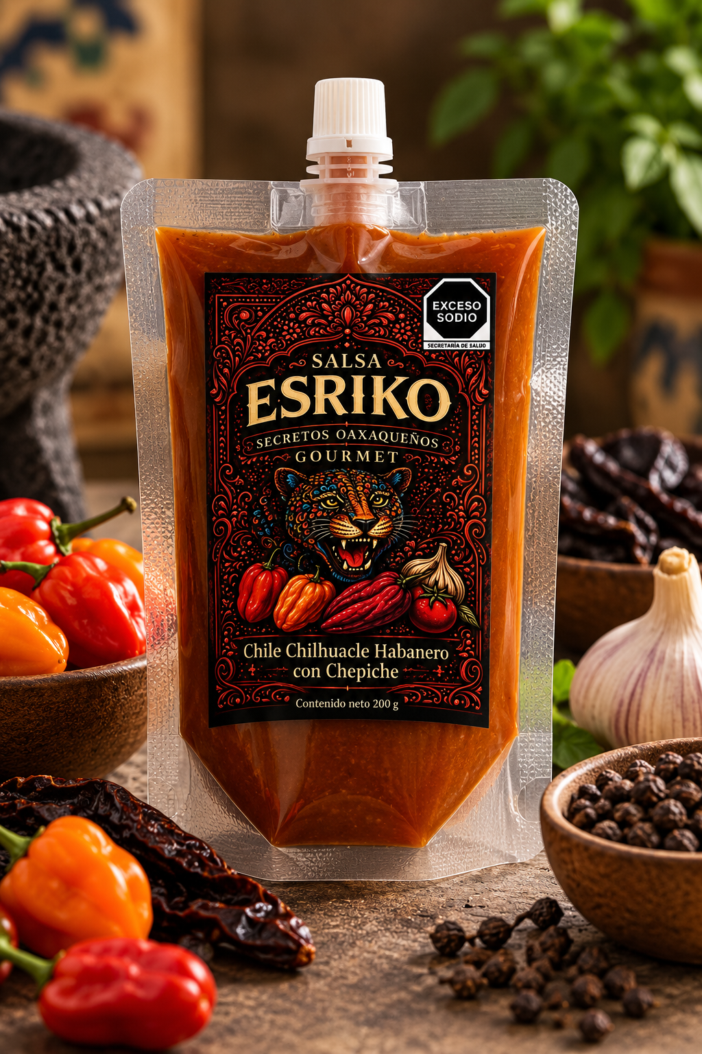 Salsa Chile Chilhuacle Habanero con Chepiche